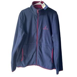 Men's NAUTICA jacket coat full zip nautex fleece front pockets navy size M.